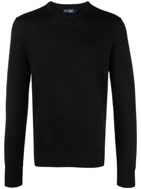 Hackett London herringbone jacquard wool jumper Black HM702849