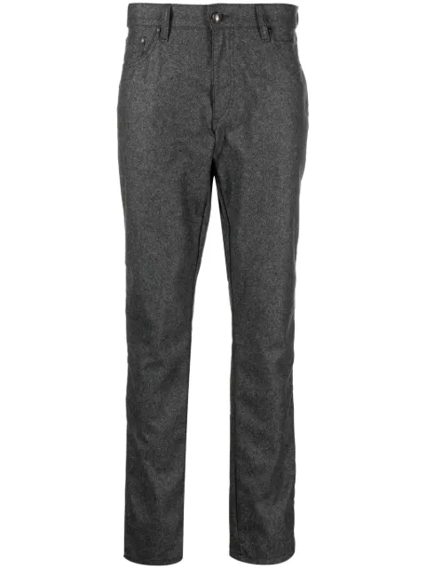 Hackett London Flannel logo-patch straight-leg trousers Grey HM212368R
