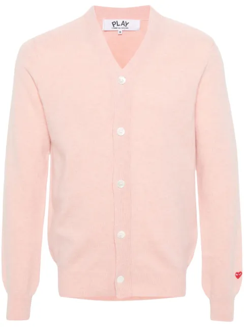 Comme Des Garçons Play logo-appliqué wool cardigan Pink P1N092
