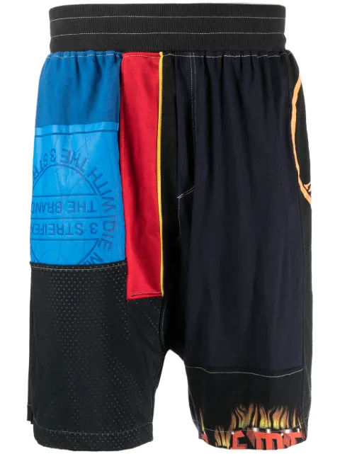 Amen patchwork-design track shorts Multicolour MES19340