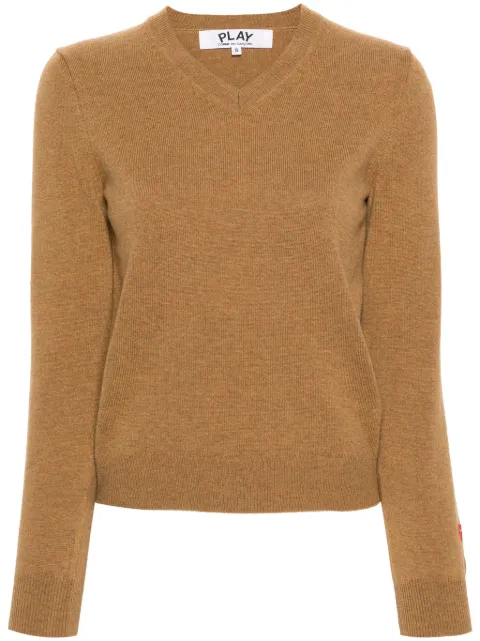 Comme Des Garçons Play heart logo-appliqué wool jumper Neutrals P1N089