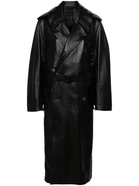 Balenciaga belted leather trench coat Black 773400TNS08