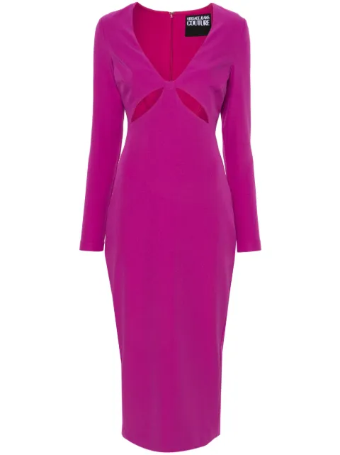 Versace Jeans Couture logo-appliqué cut-out midi dress Purple 75HAO916N0217