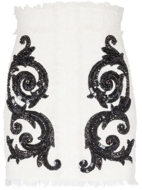 Balmain baroque tweed skirt White CF1LB432PC20