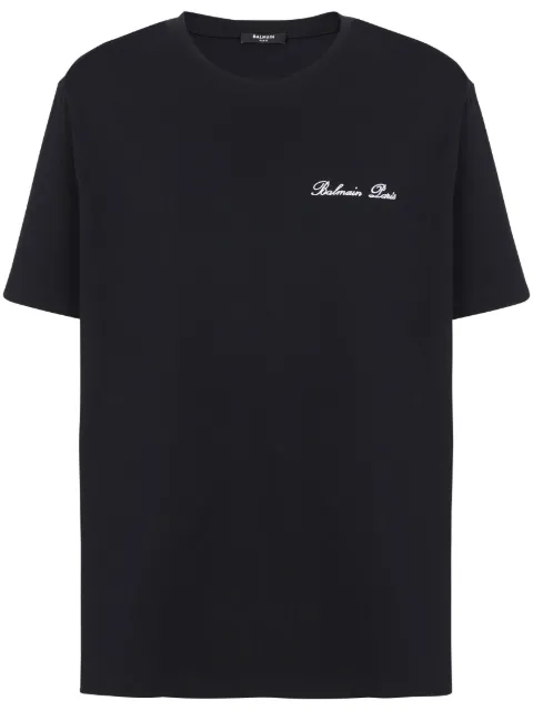 Balmain logo-embroidered cotton T-shirt Black DH1EG010BC68