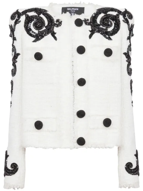 Balmain embroidered tweed jacket White CF1SK451PC20