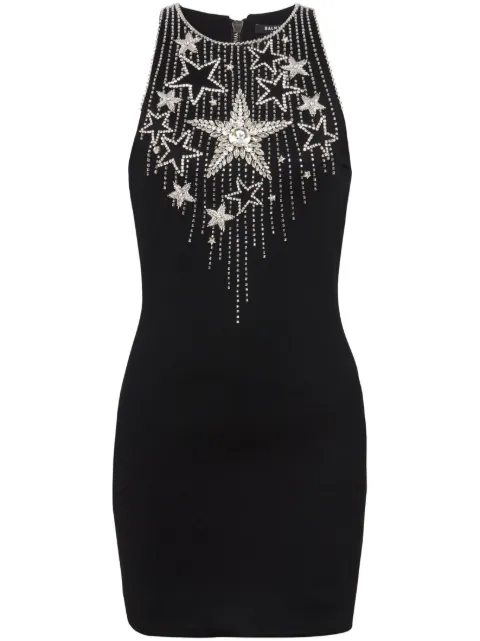 Balmain Falling Stars embroidered minidress Black CF1R4001PC18