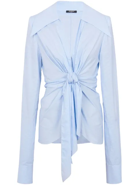 Balmain gingham-check pattern cotton shirt Blue CF1HU153CE60