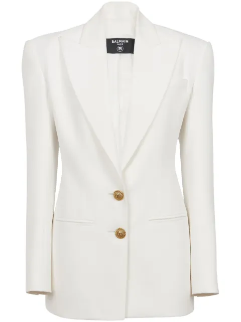 Balmain 2-Button single-breasted crepe blazer White CF1SE055VE17