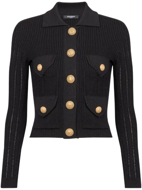 Balmain buttoned ribbed cardigan Black CF1KL150KF24