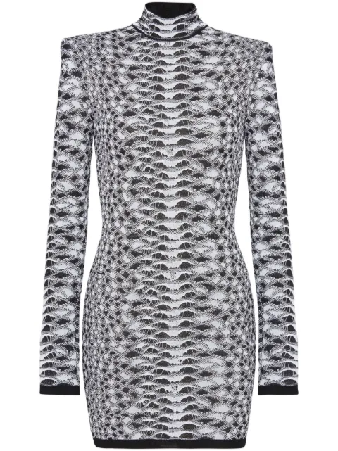 Balmain python-jacquard knitted minidress Black CF1R8239KF49EAB