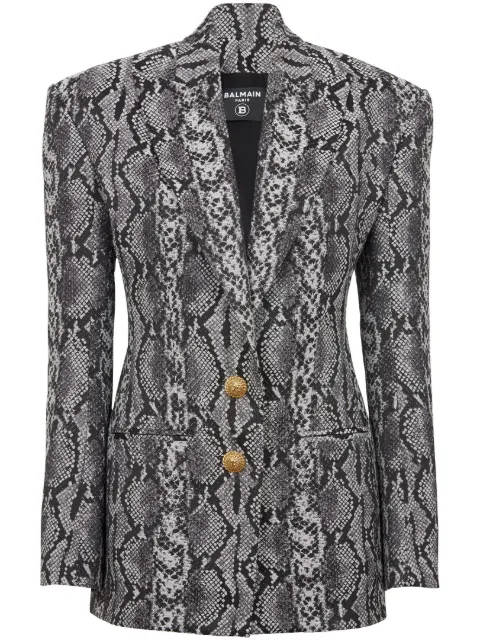 Balmain 2-Button snakeskin-print blazer Grey CF1SE055XI24