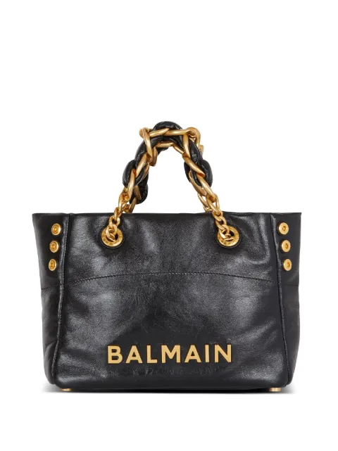 Balmain small 1945 Soft leather tote bag Black CN1FD871LPPL