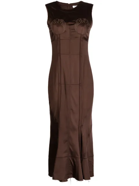 Marine Serre Moonogram-jacquard sleeveless midi dress Brown WDR026BR50