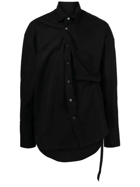marina yee asymmetric cotton-poplin shirt Black MYSHIRT4