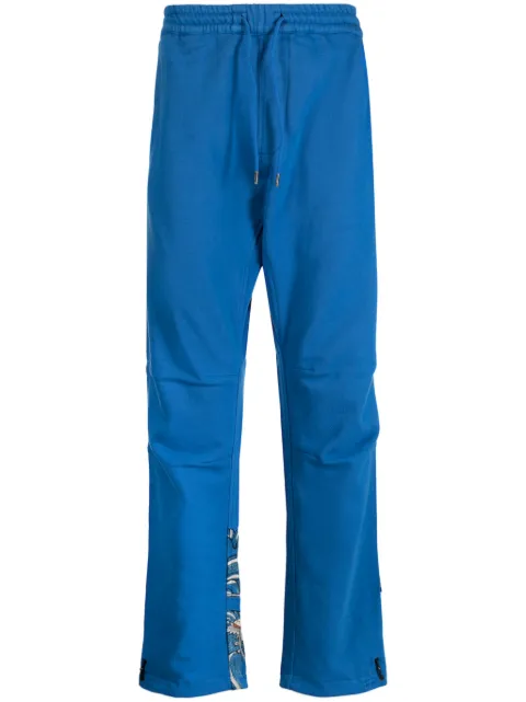 Maharishi dragon-print cotton trousers Blue 4543BLU
