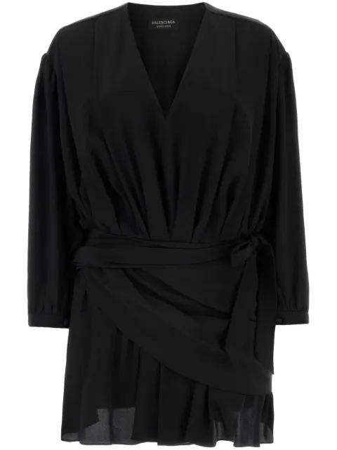 Balenciaga V-neck silk minidress Black 772748TAN01