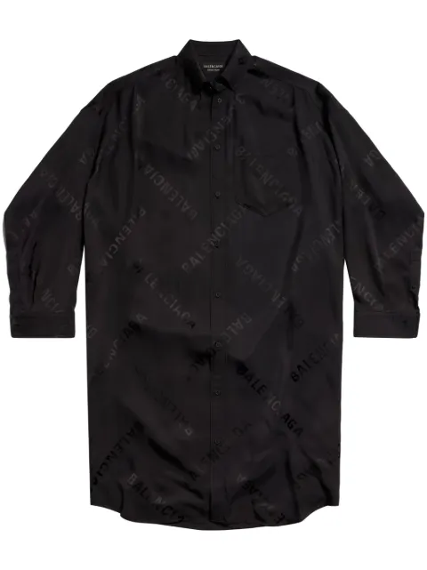 Balenciaga diagonal logo-print shirtdress Black 772750TOO13