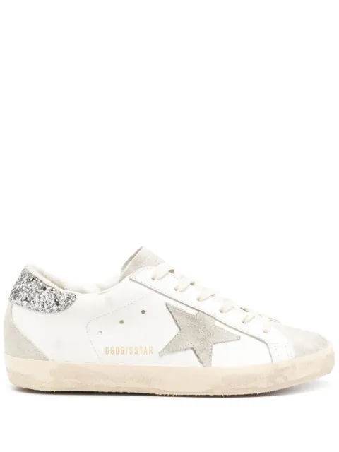 Golden Goose Super-Star trainers with gray star and silver glitter heels tab White GWF00102F004712