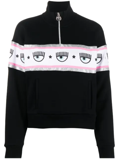 Chiara Ferragni logo-tape cotton sweatshirt Black 75CBIF02CFF03