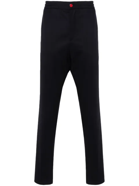Kiton logo-patch cotton tapered trousers Blue UPLACJ0267C
