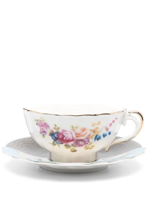 Seletti Hybrid Kerma floral-print tea cup set Grey 09171