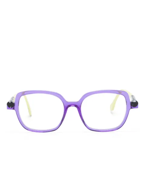 Face À Face logo-print rectangle-frame glasses Purple KYOTO3