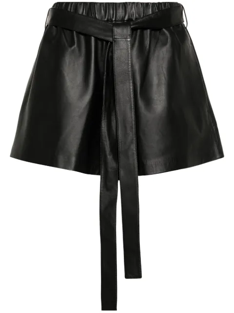 RED Valentino belted-waist leather shorts Black RNH01T6C1