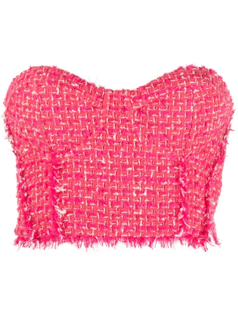 Patrizia Pepe frayed tweed bustier top Pink 8C0678A376