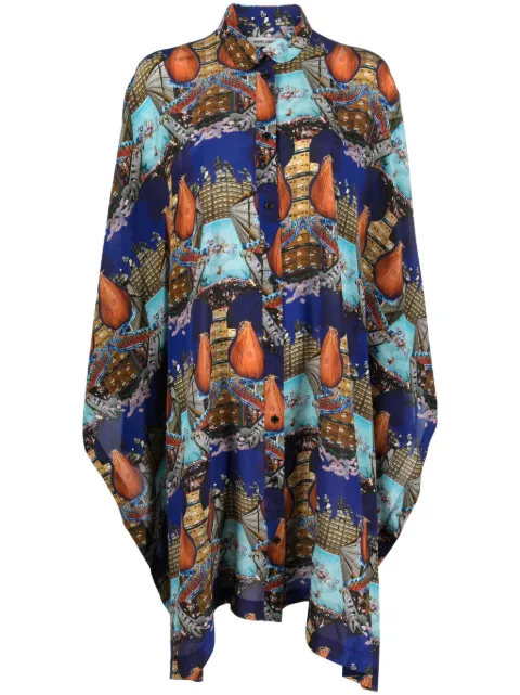 Henrik Vibskov Square boxing-print midi dress Blue SS24STUDF314