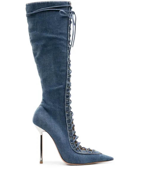 Le Silla Colette 120mm denim boots Blue 4251B100MBPPGIR