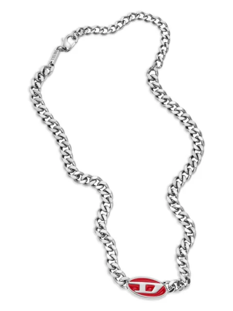 Diesel red enamel chain necklace Silver DX144600DJW