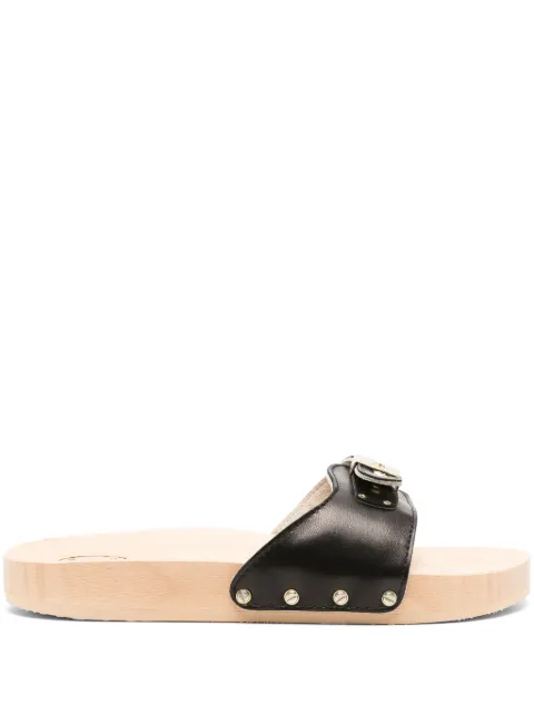 Scholl Pescura wood-sole leather slides F29489100370