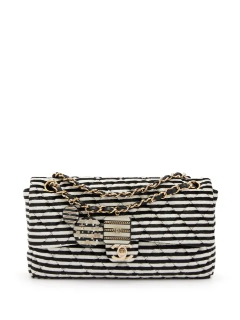 CHANEL Pre-Owned 2006 Classic Flap striped shoulder bag Black CHANELSTRIPEDVELVET