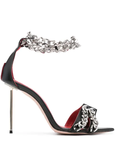 HARDOT 100mm chain-link embellished sandals Black HQSM12