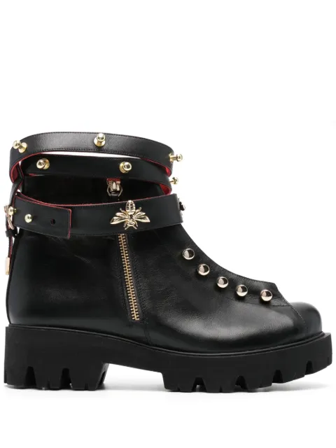 HARDOT 45mm stud-embellished leather boots Black HVICTORY