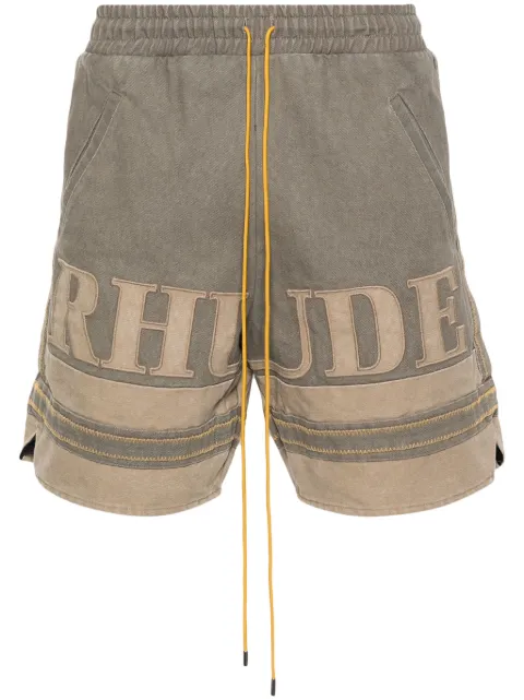 RHUDE logo-appliqué cotton shorts Green RHFW23SH04418878