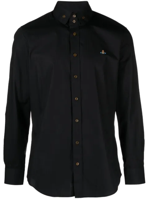 Vivienne Westwood Orb-embroidered poplin shirt Black 24010005W009Q
