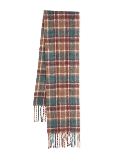 Drôle De Monsieur plaid check-pattern fringed scarf Brown CSF108WP001BN