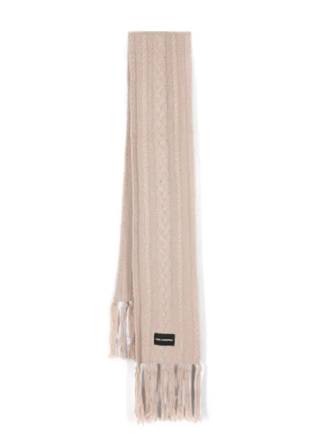 Karl Lagerfeld logo-appliqué cable-knit scarf Neutrals 236W3310368