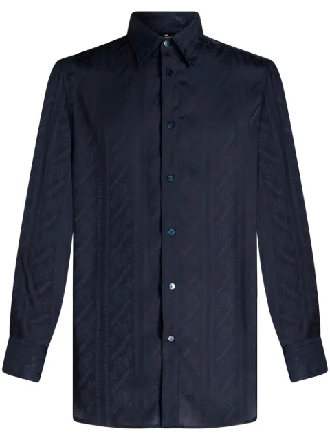 ETRO jacquard silk shirt Blue MRIC001299TJ141
