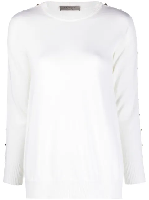 D.Exterior stud-embellished wool jumper White 57404