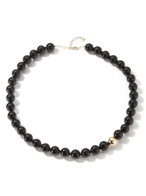 Mateo 14kt yellow gold onyx choker necklace Black OGN1