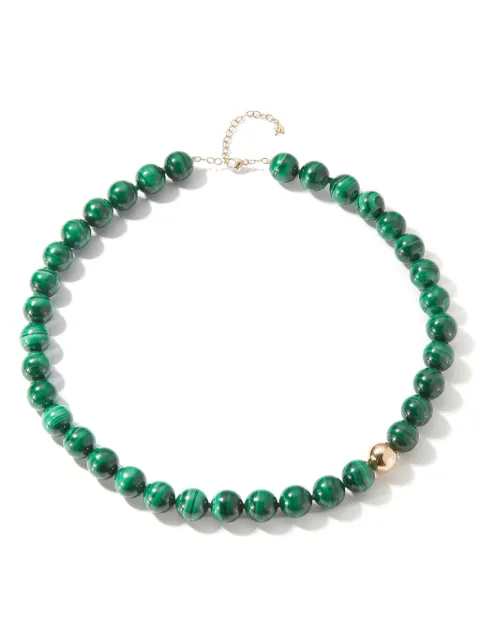 Mateo 14kt yellow gold malachite choker necklace Green MGN1