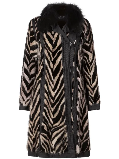 Lanvin Pre-Owned tiger-print faux-fur coat Black CSVMLANCOAT7551