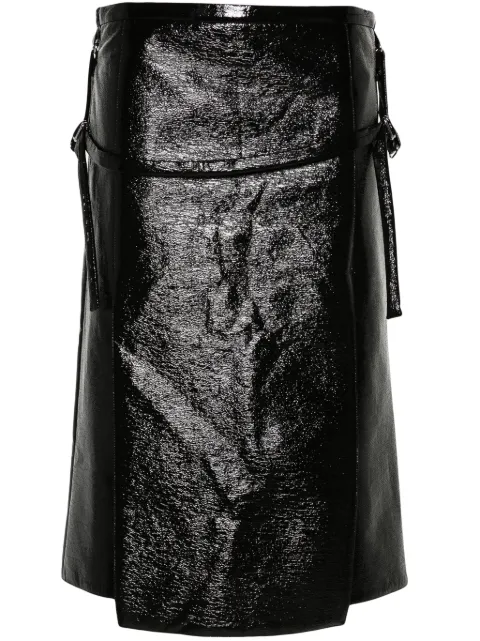 Courrèges logo-embroidered vinyl midi skirt Black 423CJU127VY0014