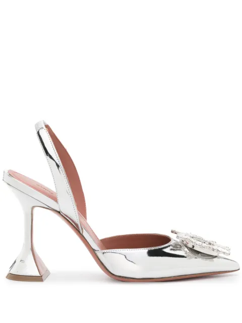 Amina Muaddi Begum 95mm slingback pumps Silver BEGUMSLINGMIRROR