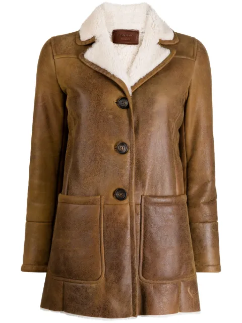 Prada Pre-Owned button-front shearling jacket Brown CVMPRAJAC7548
