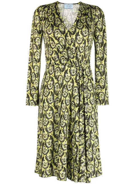Prada Pre-Owned abstract-print silk dress Green CSVMPRADRE7563