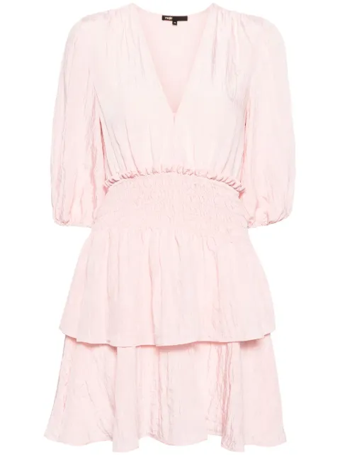 Maje shirred-waistband tiered dress Pink MFPRO03394